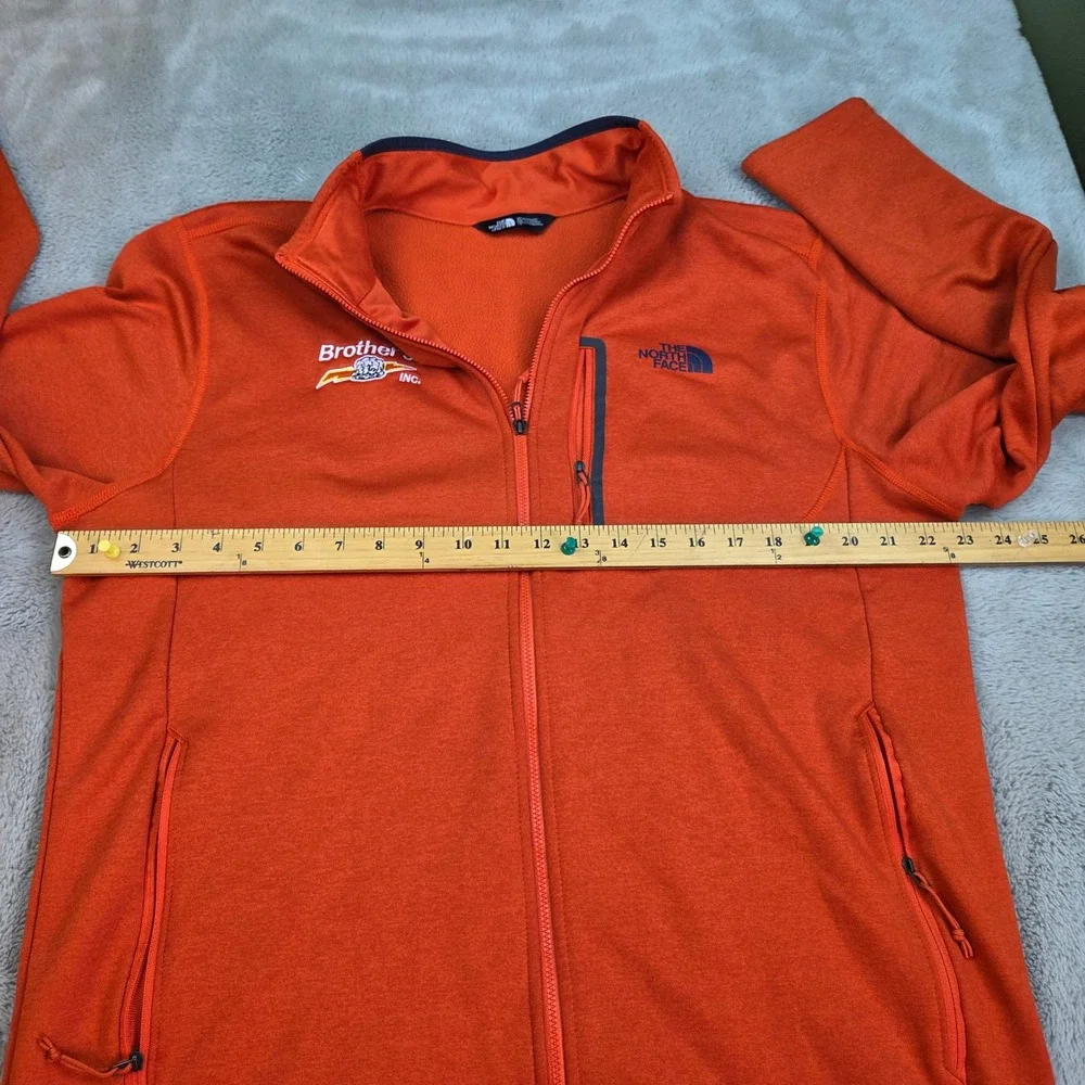 The North Face Fleece Jacket Mens L Full Zip Chest Pocket Brother's Logo Orange